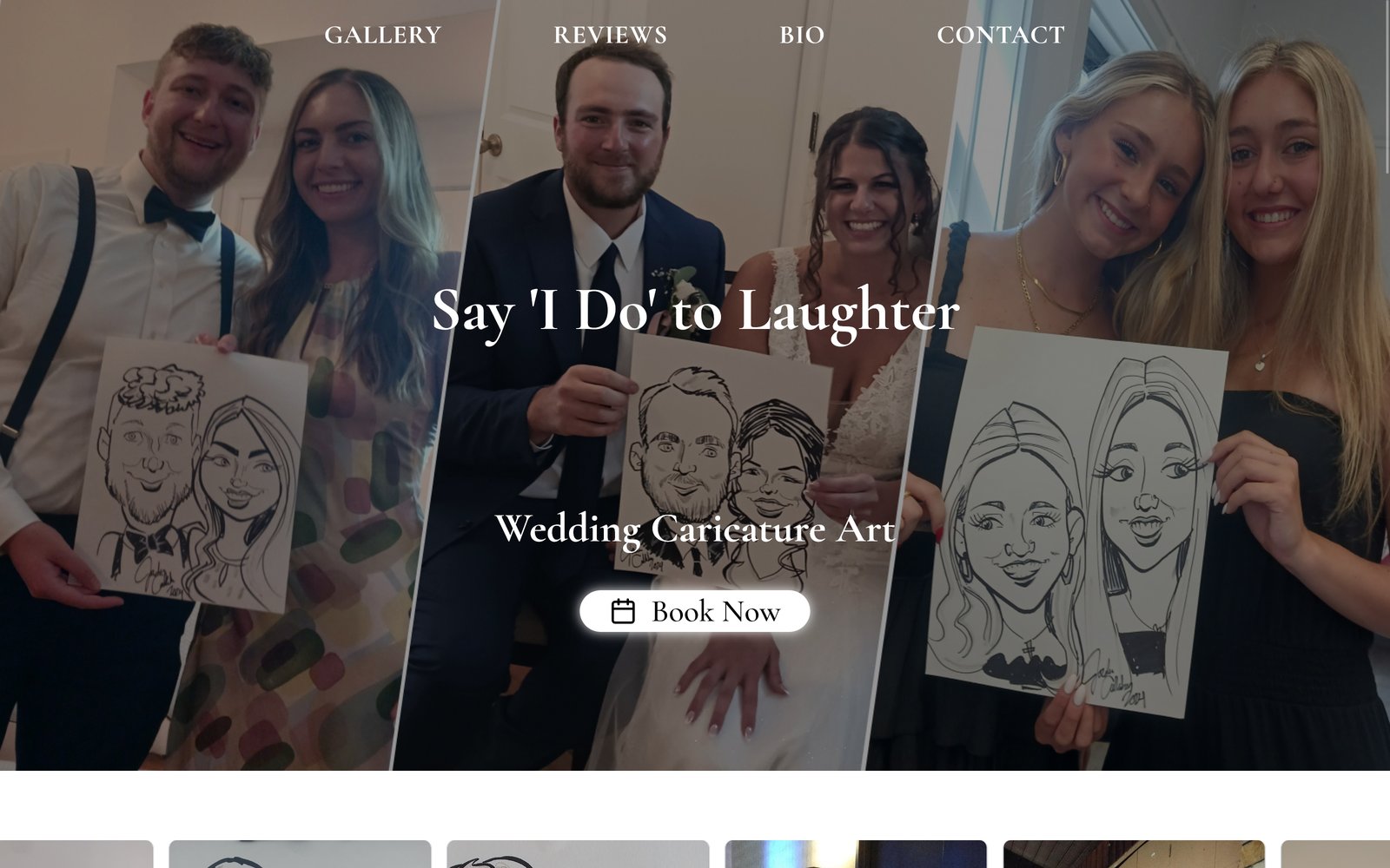 Screenshot of weddings.jcdraws.com, a wedding photographer portfolio I built in 2020.